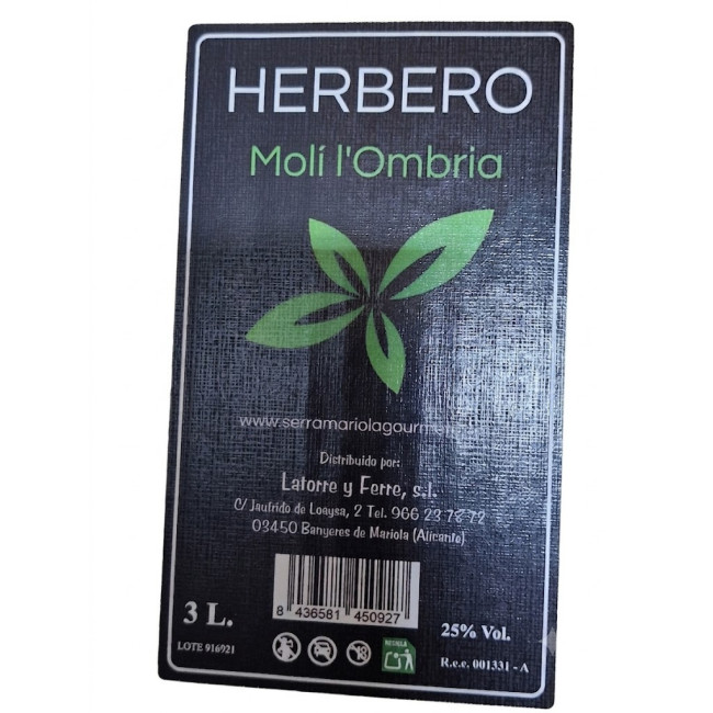 HERBERO BOTELLON  3  LITROS